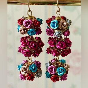 Aluminum rose tiered earrings